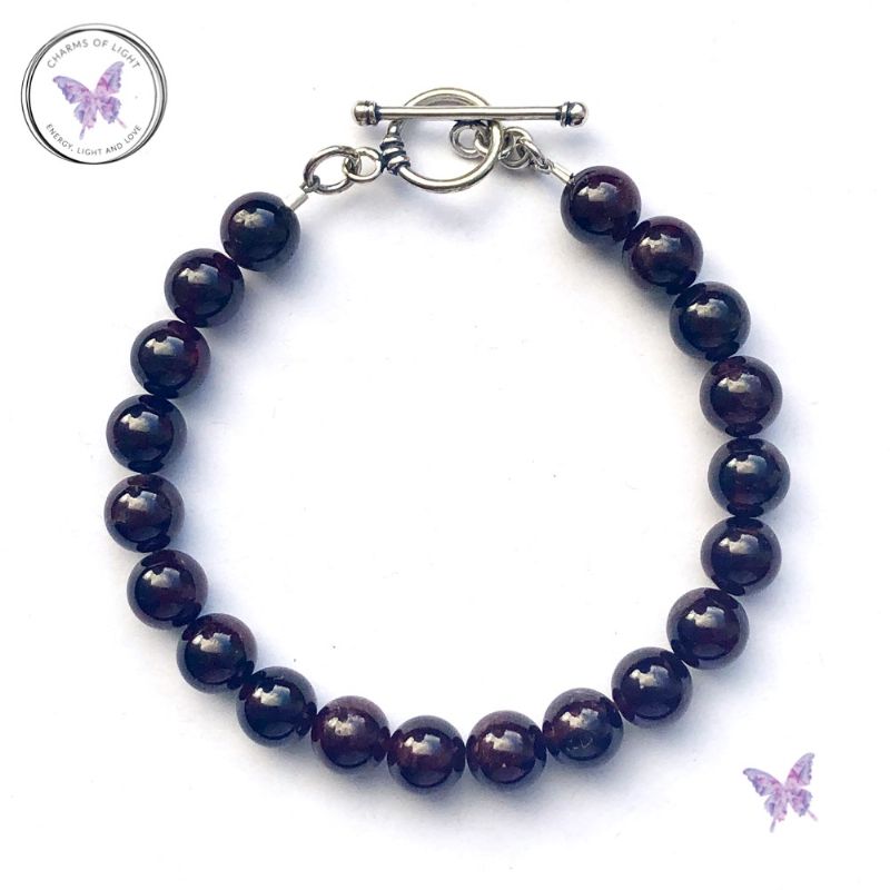 Garnet Healing Bracelet With Silver Toggle Clasp